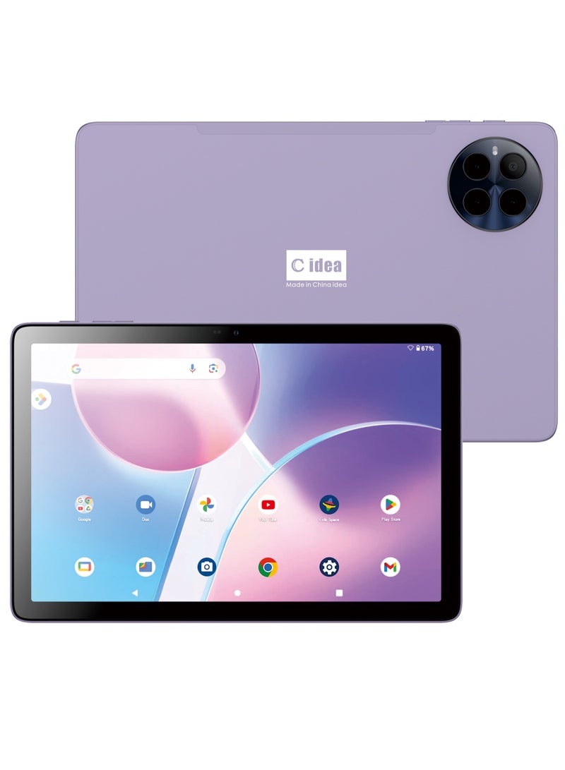 C idea CM8800 Plus 10.1-inch Android 13.0 Smart Tablet PC with Wireless Bluetooth Mouse and Keyboard 800x1280 IPS Display 5G Dual SIM Wifi GPS Bluetooth Kids Tab -Purple - Image 1