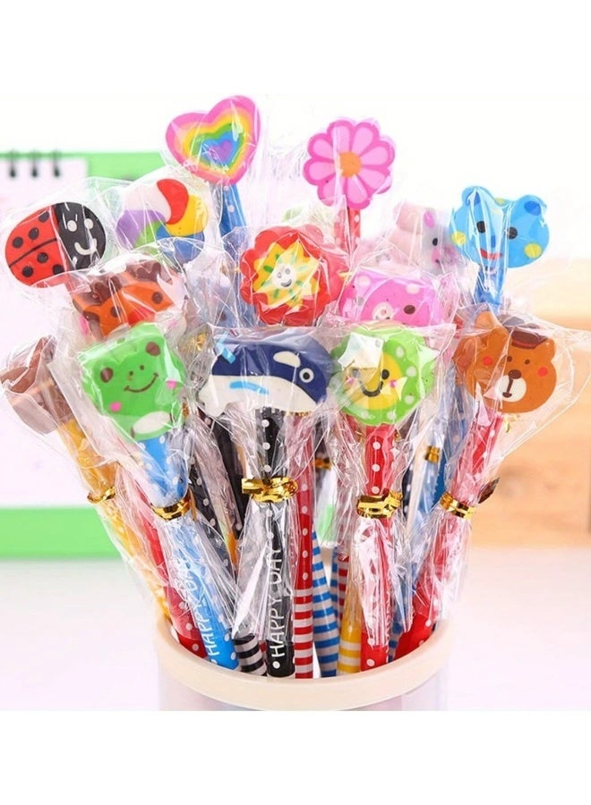 Generic 10pcs Creative Wooden Eraser Pencil Durable Learning Stationery Tool with Eraser Pencil (style Randomly Mixed Hair)  - Image 1