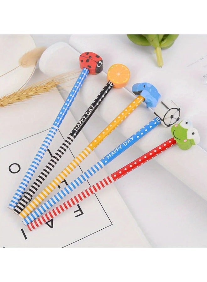 10pcs Creative Wooden Eraser Pencil Durable Learning Stationery Tool with Eraser Pencil (style Randomly Mixed Hair) - Image 5