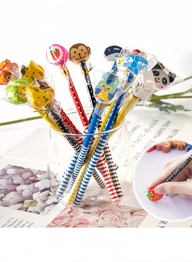 10pcs Creative Wooden Eraser Pencil Durable Learning Stationery Tool with Eraser Pencil (style Randomly Mixed Hair) - Image 3