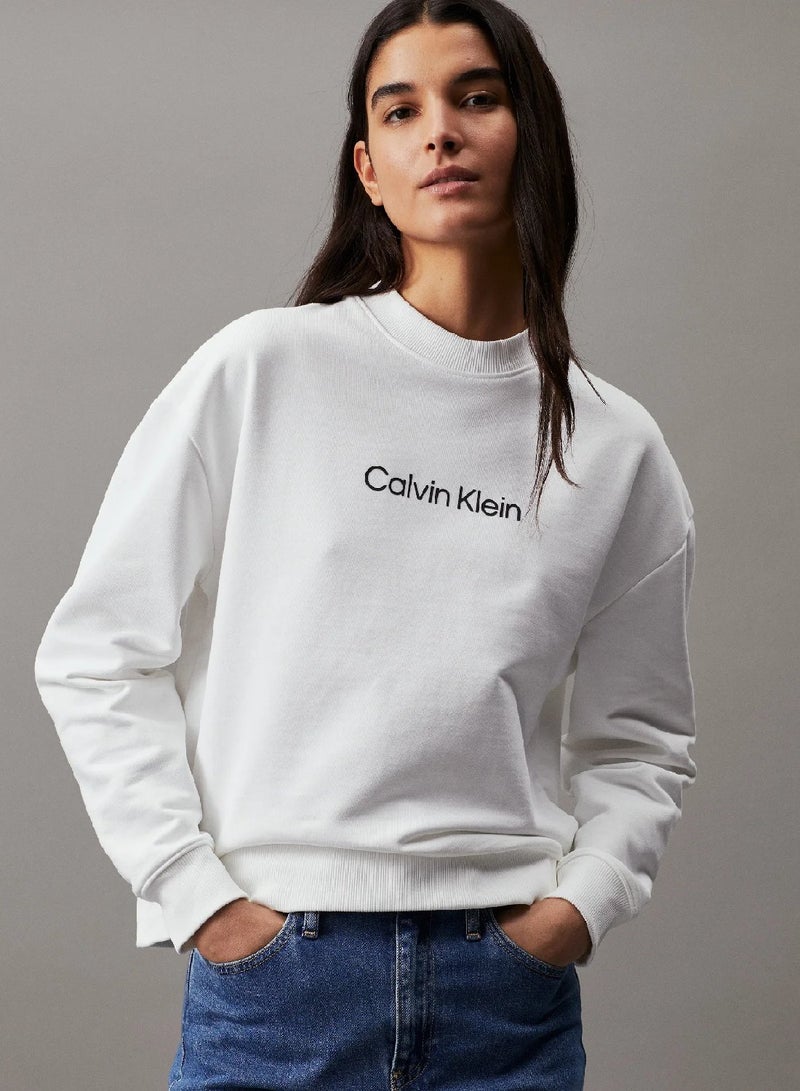كالفن كلاين سويت شيرت من القطن مزين بشعار كلفن كلاين - Image 1