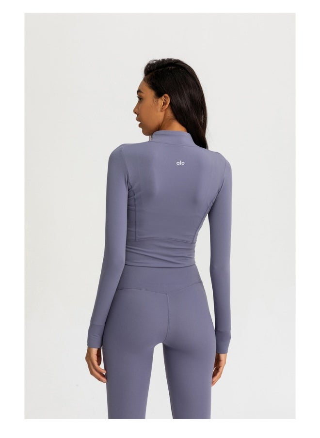 Alo Yoga alo Sport Coat Women's tight yoga wear quick-drying long-sleeved top Zipper cardigan Running fitness jacket  - Image 4