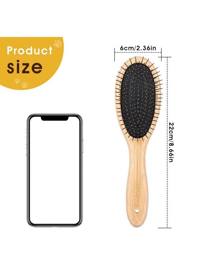 COBEE - cobee Stainless Steel Pin Dog Brush, Bamboo Handle Grooming Brush 20mm Round Pins Airbag Pet Comb Professional Dog Pin Brush Fur Shedding Comb for Long or Short Hair Cat Dog - Image 1