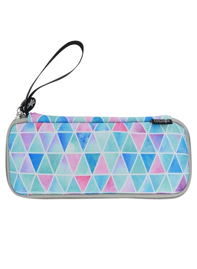 سي ام حقيبة حمل أدوات المائدة المحمولة القابلة لإعادة الاستخدام للسفر من سي إم، حافظة تخزين، منظم أدوات المائدة، حامل أدوات المائدة (نمط مثلث أزرق باهت) - Image 1