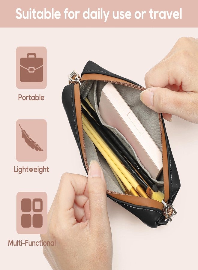 Joyway Travel Makeup Bag, Large Capacity Cosmetic Bags for Women, Waterproof Portable Pouch Open Flat Toiletry Bag Make up Organizer with Divider, Can be fitted with suspenders(Black) - Image 3
