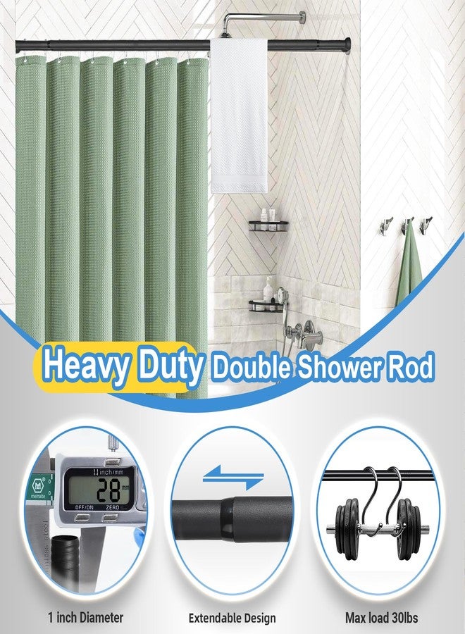 TwinkleTool Double Shower Curtain Rod 27 to 90 Inches,Elegant Wall Mounted Double Shower Rods, Black Adjustable Curtain Pole for Bathroom,Laundry,Room Divider,Kitchen - Image 4