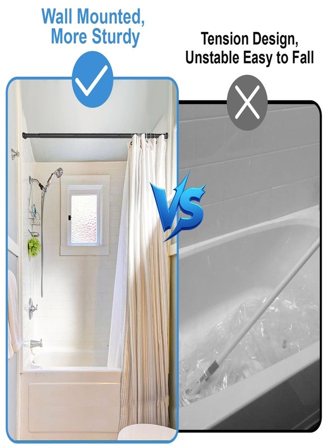 TwinkleTool Double Shower Curtain Rod 27 to 90 Inches,Elegant Wall Mounted Double Shower Rods, Black Adjustable Curtain Pole for Bathroom,Laundry,Room Divider,Kitchen - Image 5