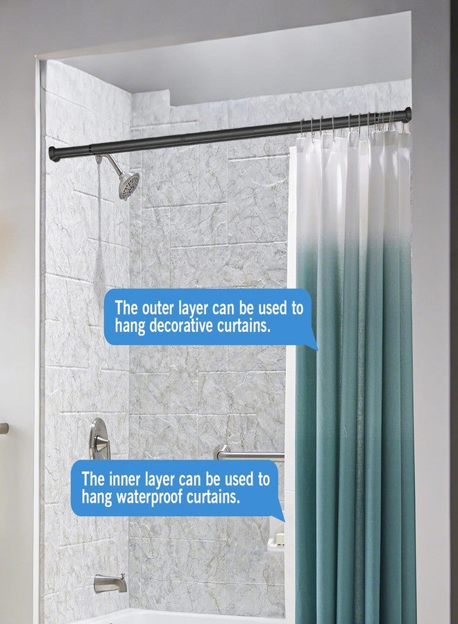 TwinkleTool Double Shower Curtain Rod 27 to 90 Inches,Elegant Wall Mounted Double Shower Rods, Black Adjustable Curtain Pole for Bathroom,Laundry,Room Divider,Kitchen - Image 3