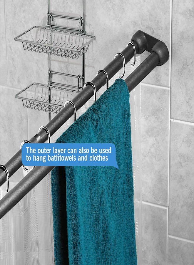 TwinkleTool Double Shower Curtain Rod 27 to 90 Inches,Elegant Wall Mounted Double Shower Rods, Black Adjustable Curtain Pole for Bathroom,Laundry,Room Divider,Kitchen - Image 2