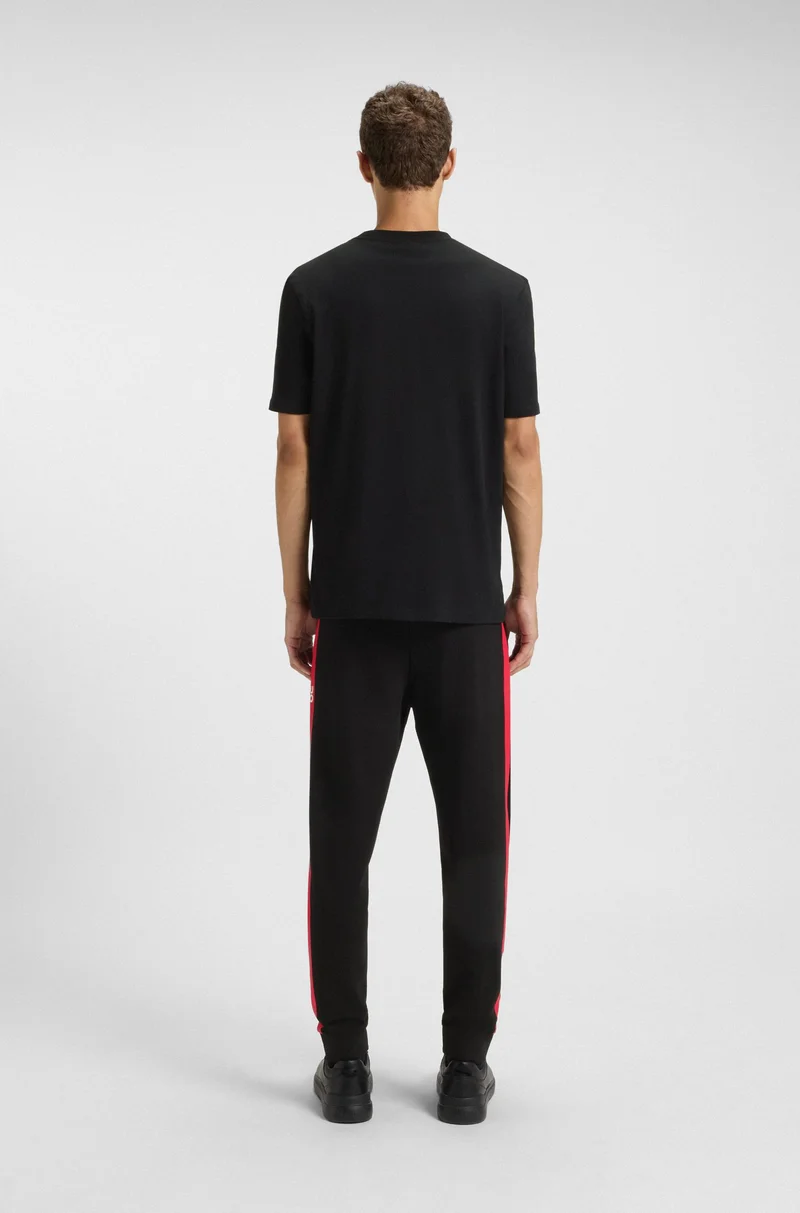 HUGO Cotton-jersey T-shirt with stripe and logo