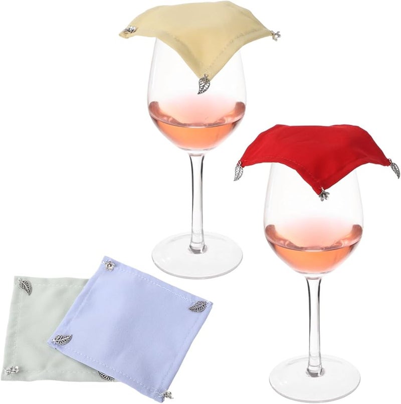 Set of 4 Wine Glass Covers 3.9 Inch Outdoor Drink Protection Dust Guard - Image 1
