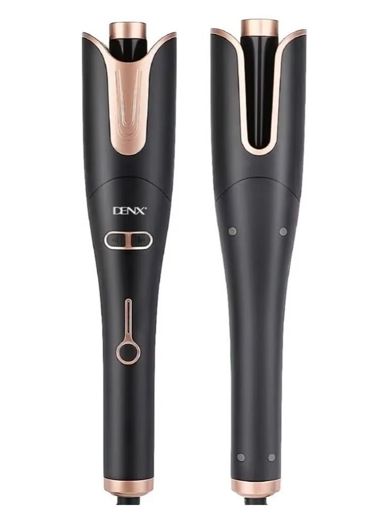 Denx Automatic Curling Iron Large Curls 4 Temperature Settings And Time Reminder 2.5M Rotating Power Cord Anti-Scalding And Perfect Care Ceramic Wand For Minimal Hair Damage (Black) - Image 1