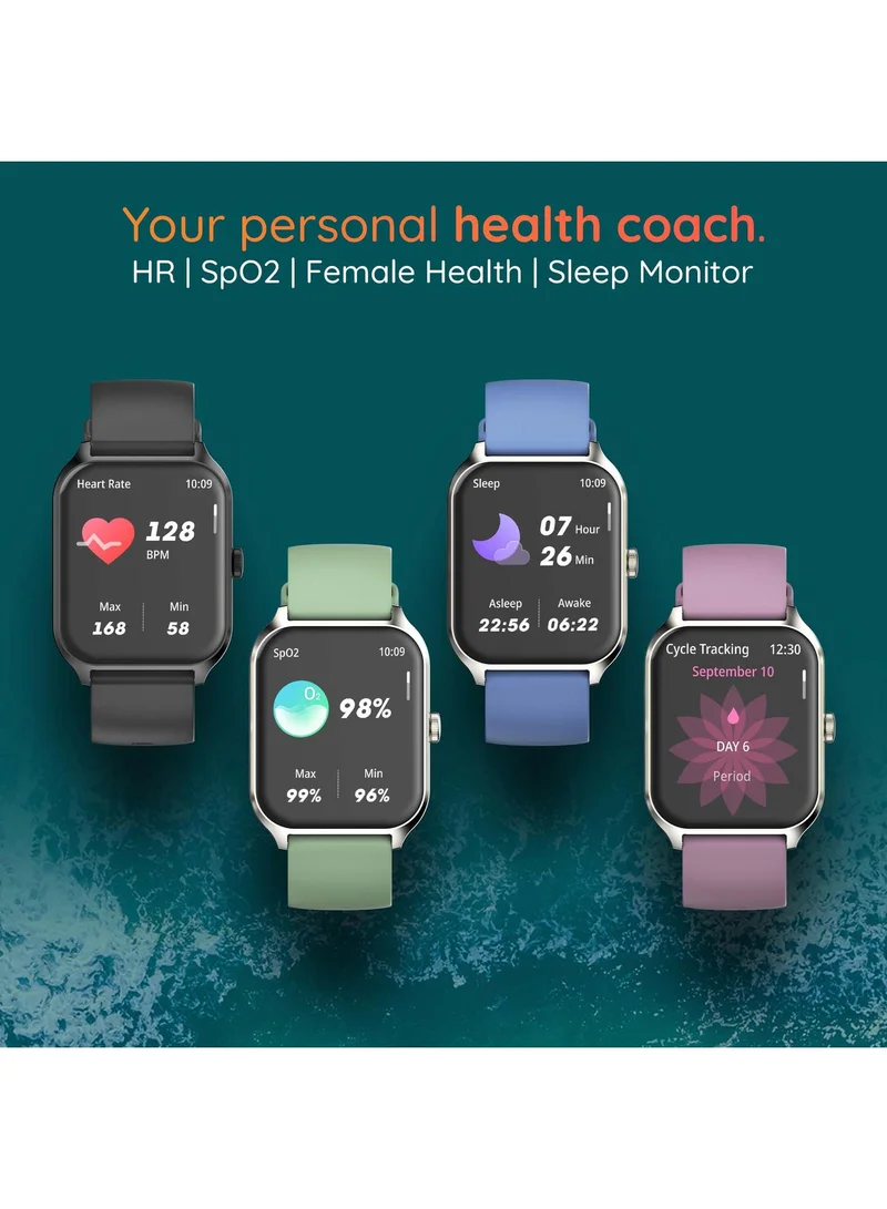Pebble Cruise 1.96" Infinite Display Smartwatch for Men and Women, Bluetooth Calling, Heart Rate Monitoring, AI Voice Assistant