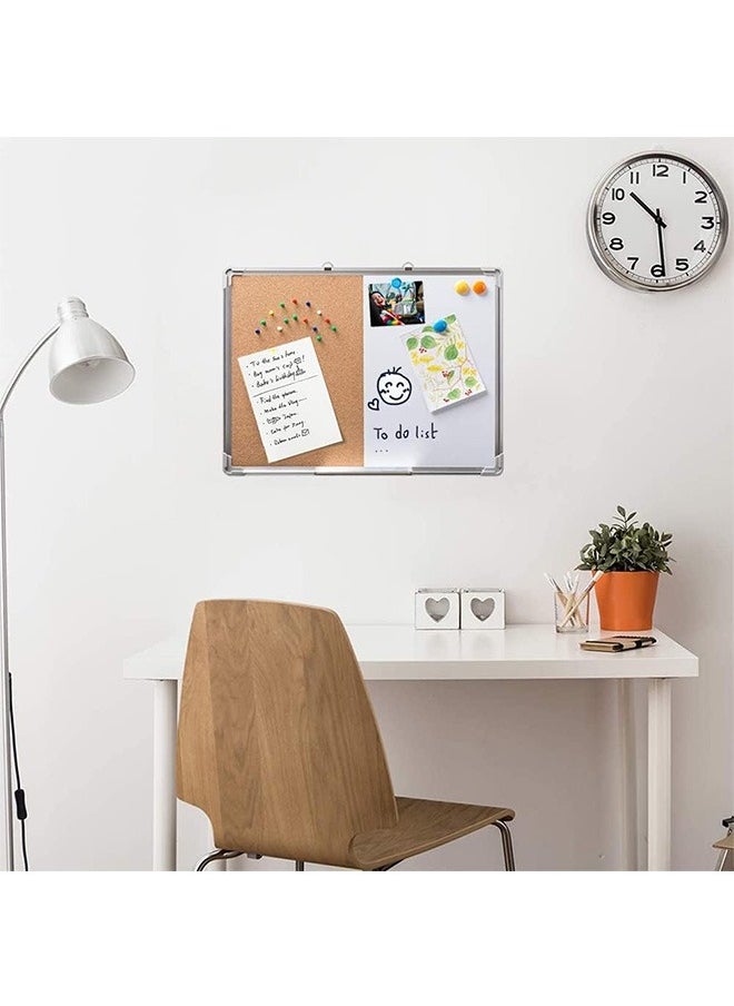 Garlo - Cork Board and Dry Erase Board Combo, Bulletin Board for Office, Magnetic Whiteboard Cork Board for Walls with Frame, Small Cork Memo Board for Classroom, Fridge, Dormitory - Image 1