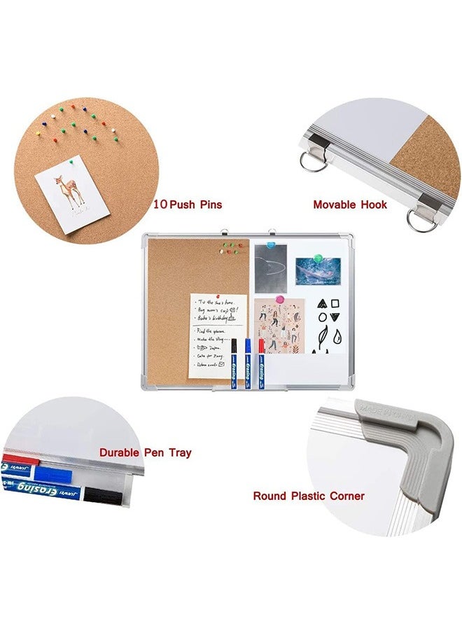 Garlo - Cork Board and Dry Erase Board Combo, Bulletin Board for Office, Magnetic Whiteboard Cork Board for Walls with Frame, Small Cork Memo Board for Classroom, Fridge, Dormitory - Image 1