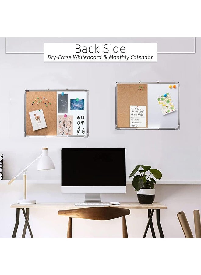 Garlo - Cork Board and Dry Erase Board Combo, Bulletin Board for Office, Magnetic Whiteboard Cork Board for Walls with Frame, Small Cork Memo Board for Classroom, Fridge, Dormitory - Image 1