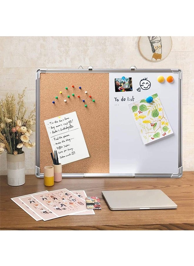 Garlo - Cork Board and Dry Erase Board Combo, Bulletin Board for Office, Magnetic Whiteboard Cork Board for Walls with Frame, Small Cork Memo Board for Classroom, Fridge, Dormitory - Image 1