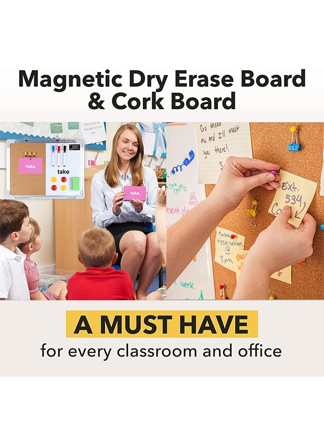Garlo - Cork Board and Dry Erase Board Combo, Bulletin Board for Office, Magnetic Whiteboard Cork Board for Walls with Frame, Small Cork Memo Board for Classroom, Fridge, Dormitory - Image 1