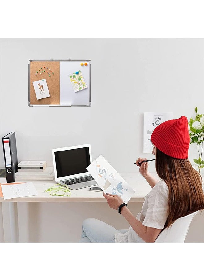Garlo - Cork Board and Dry Erase Board Combo, Bulletin Board for Office, Magnetic Whiteboard Cork Board for Walls with Frame, Small Cork Memo Board for Classroom, Fridge, Dormitory - Image 1