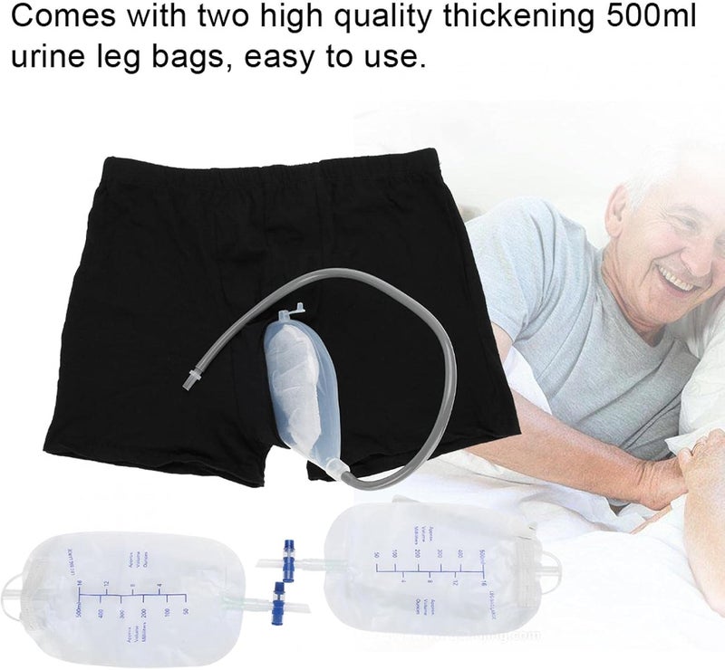 klarako Reusable Male Urinal Pee Leg Bags 500ml, Men Wearable Urine Bag Incontinence Pants Medical Silicone Urine Funnel Pee Holder Collector with Catheter - Image 4
