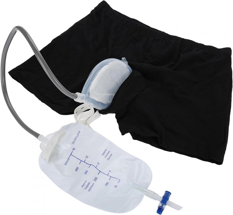 klarako Reusable Male Urinal Pee Leg Bags 500ml, Men Wearable Urine Bag Incontinence Pants Medical Silicone Urine Funnel Pee Holder Collector with Catheter - Image 1