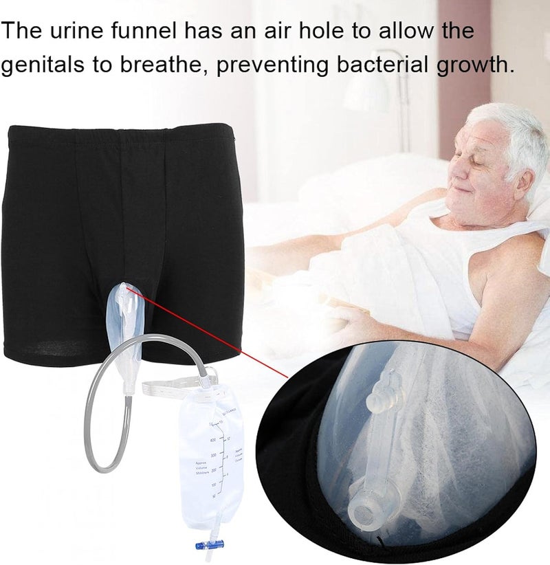 klarako Reusable Male Urinal Pee Leg Bags 500ml, Men Wearable Urine Bag Incontinence Pants Medical Silicone Urine Funnel Pee Holder Collector with Catheter - Image 3