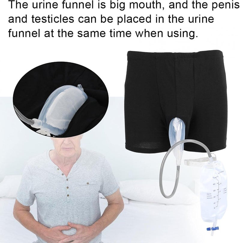 klarako Reusable Male Urinal Pee Leg Bags 500ml, Men Wearable Urine Bag Incontinence Pants Medical Silicone Urine Funnel Pee Holder Collector with Catheter - Image 2