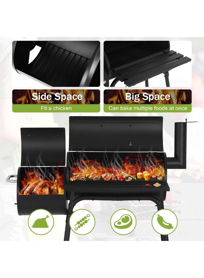 MOMENT شواية فحم مع مدخن جانبي، سطح طهي، شواية باربكيو خارجية مع طاولة جانبية للحديقة، الفناء والحفلات - Image 4