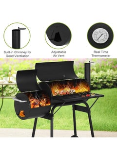 MOMENT Charcoal Grill With Offset Smoker, Cooking Surface, Outdoor Bbq Grill With Side Table For Backyard, Patio And Parties  - Image 3
