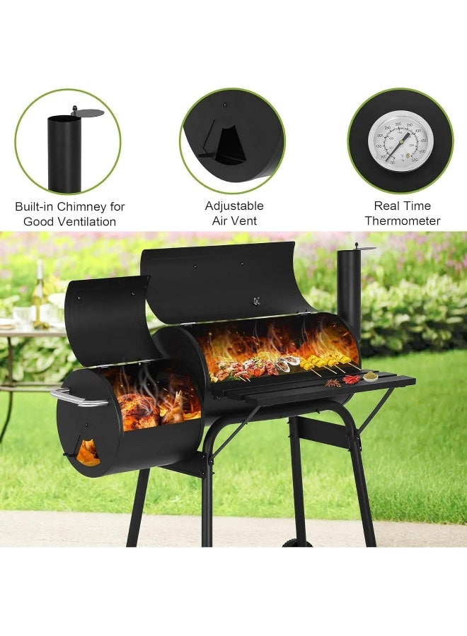 MOMENT شواية فحم مع مدخن جانبي، سطح طهي، شواية باربكيو خارجية مع طاولة جانبية للحديقة، الفناء والحفلات - Image 3