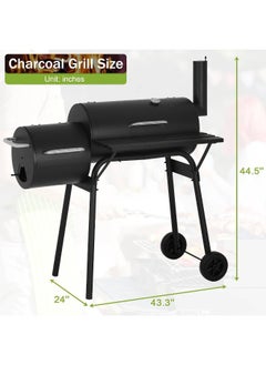MOMENT Charcoal Grill With Offset Smoker, Cooking Surface, Outdoor Bbq Grill With Side Table For Backyard, Patio And Parties  - Image 2