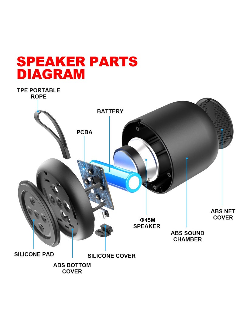 Generic - Mini Bluetooth Speaker with Long Battery Life & IPX4 Waterproof Rating - Portable 45MM HD Speaker with Silicone Sling - Image 1