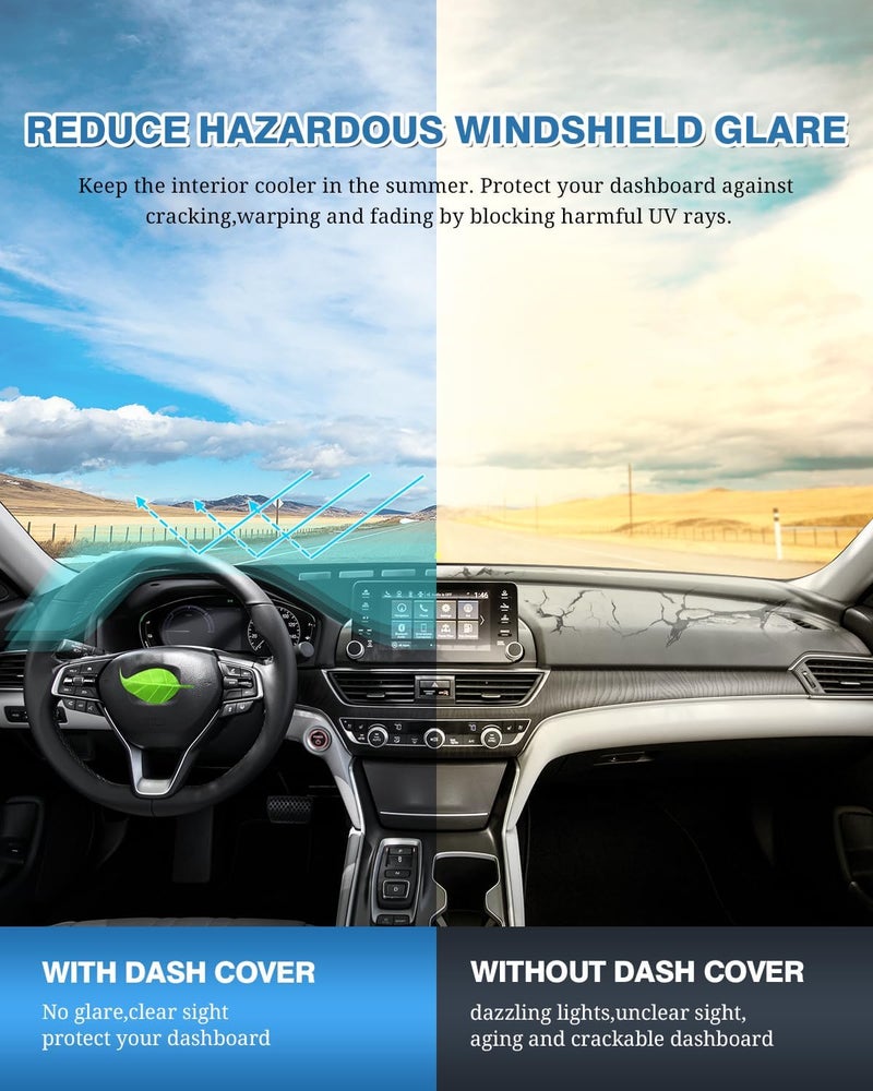 FIILINES Dash Cover Fit for Honda Accord 2018 2019 2020 2021 2022 Dashboard Cover Accord Accessories Dashboard Mat Sunshade Nonslip Mesh Dashborad Cover Protector No Glare - Image 5