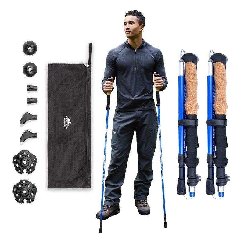 Cascade Mountain Tech Trekking Poles Blue Cork - Image 1