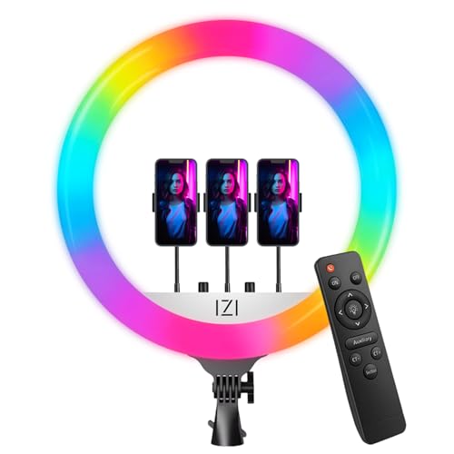 IZI Light 18 inch LED RGB Ring Light, 28+ Multicolor Modes with Anti Skid Base for YouTube, Video Shooting, Live Streaming, iPhone & Camera Compatible, Cell Phone Selfie Lights, Without Tripod/Stand - Image 1