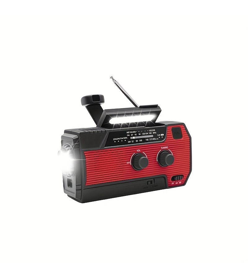 Green 4000mAh Solar Crank Radio with AM FM NOAA and 1W Flashlight for Home Emergency - Image 5