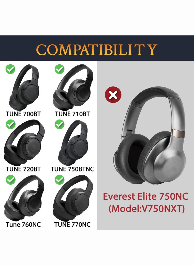 OULIYO Earpads Replacement for JBL Tune 700(700BT)/710(710BT)/720(720BT)/750(750BT,750BTNC)/760(760NC)/770(770NC) Headphones, Ear Pads Cushions with Softer Noise Isolation Foam (Black) - Image 2