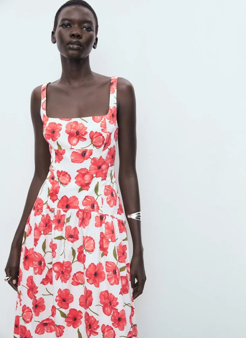 MANGO Flared Cotton Dress