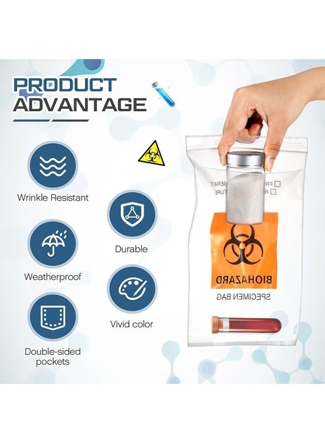 Protect Bio hazard Specimen Bag 6inch x 9inchZip Lock  With Rear Pocket 100 Pcs/pack,Sample Transportation,Storage of Lab Items,Sample Organization. - Image 4