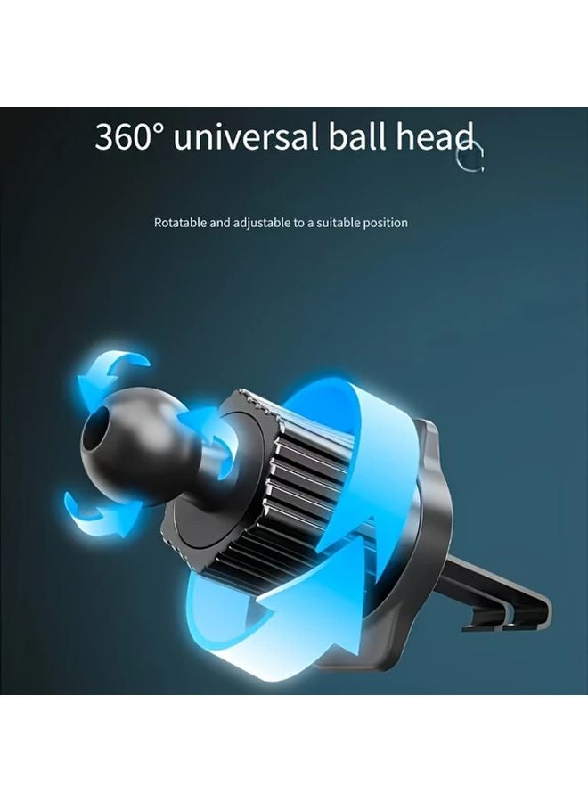 Black KM 59 Adjustable Car Phone Holder Dual Hooks Heavy Duty Metal Air Vent Clip Mount 360 Rotating Ball Head Extended Steel Hooks - Image 5