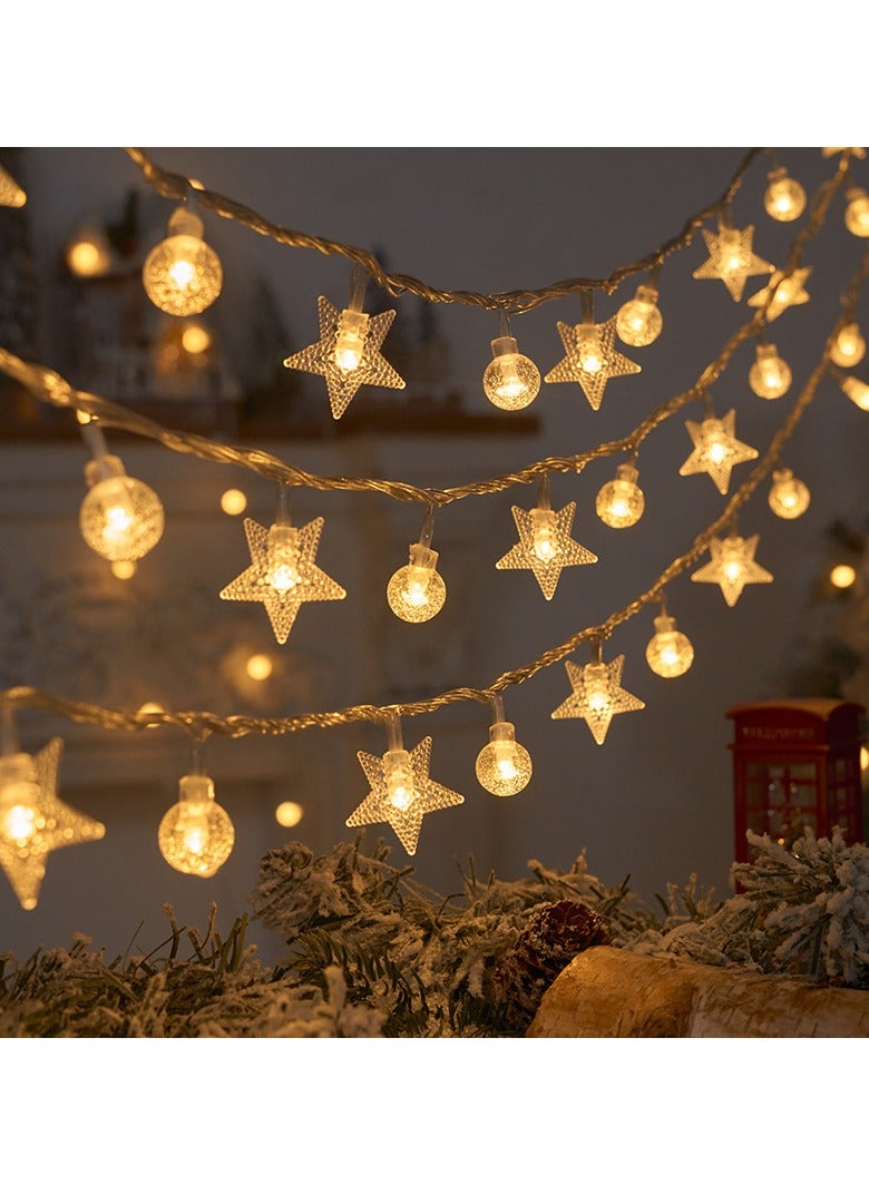 KUYING Decorative Color Lights LED Star Lights String Warm Light Color Lights String Atmosphere Solar Energy Version 