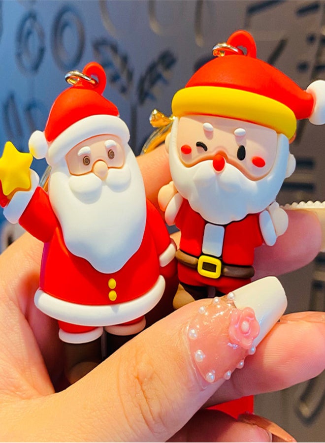 Christmas Keychain Cute Santa Claus Pendant Metal Keychain Christmas Ornament Key Ring for DIY Art Craft Making - Image 5