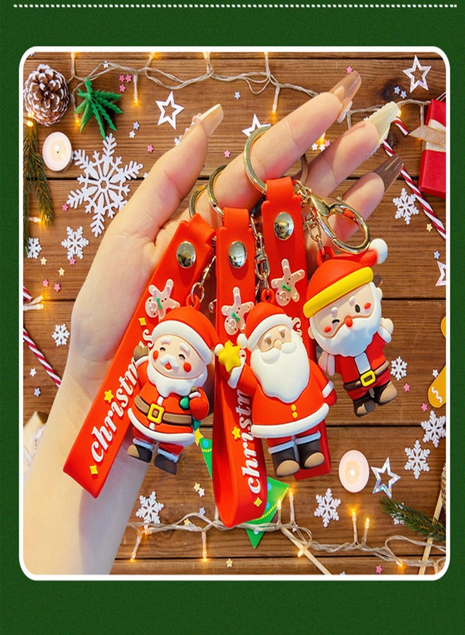 Christmas Keychain Cute Santa Claus Pendant Metal Keychain Christmas Ornament Key Ring for DIY Art Craft Making - Image 3