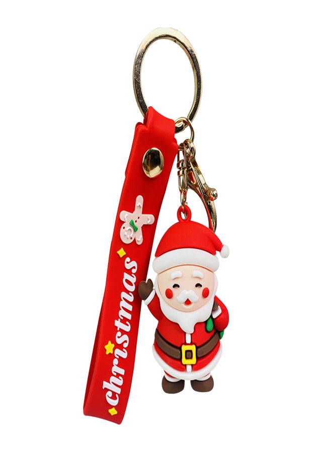 Christmas Keychain Cute Santa Claus Pendant Metal Keychain Christmas Ornament Key Ring for DIY Art Craft Making - Image 1