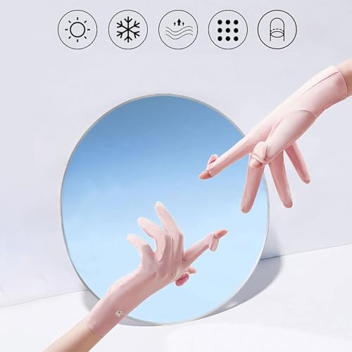 Massmot Sun Protection Gloves for Women, Non-Slip Touch Screen Sun Gloves, Breathable Silk Cooling Gloves, Outdoor Full Finger Gloves for Cycling Driving Fishing, Breathable and Lightweight (Pink) - Image 4