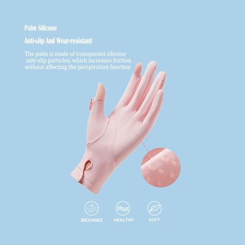 Massmot Sun Protection Gloves for Women, Non-Slip Touch Screen Sun Gloves, Breathable Silk Cooling Gloves, Outdoor Full Finger Gloves for Cycling Driving Fishing, Breathable and Lightweight (Pink) - Image 2