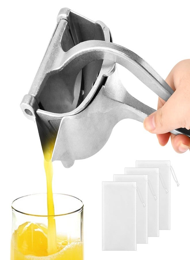 WeiLingBo Aluminum Alloy Fresh Fruit Juice Extractor,Hand Juicer Squeezer Lemon Juicer Manual Hand Press with Ergonomic Grip For Orange Citrus Lime Grapefruit With 4filt er bag(Silver,Size:20 * 12 * 10cm) - Image 1