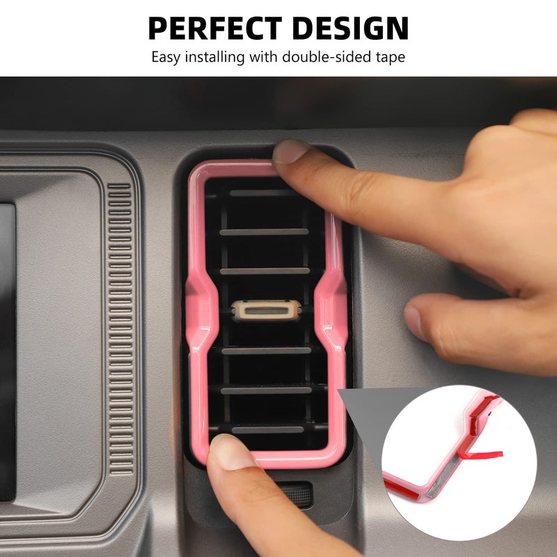RAZPOY for Bronco Air Conditioning Outlet Vent Trim, 4PCS Center Console Dash AC Vent Ring Cover Compatible with 2021-2024 Ford Bronco Interior Accessories, Pink (Not for Bronco Sport) - Image 4