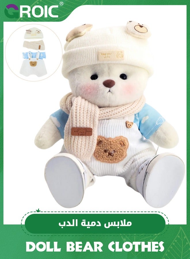 GROIC 5 Pcs Joint Teddy Bear Doll Clothes, 30CM Plush Doll Clothes Set, Cute Stuffed Animal Clothing Accessories Gift for Kids Girls Women Birthday (Overalls Suit, No Bear) - Image 1