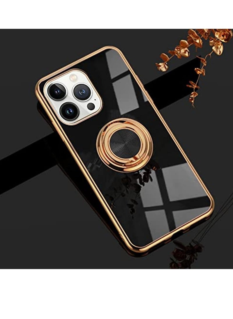 Raxoom Luxury Silicone TPU Shockproof Ring Holder Kickstand Slim Plated Phone Case Cover designed for iPhone 13 Pro Max - Image 3